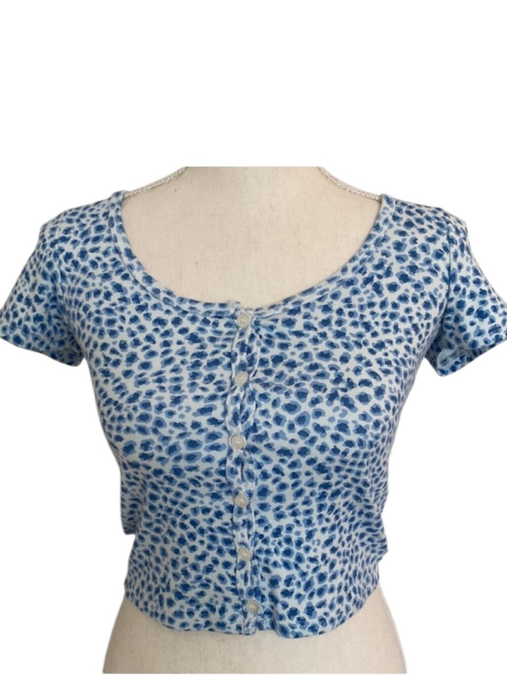 Brandy Melville Zelly Top Blue Cheetah Print Sz OS